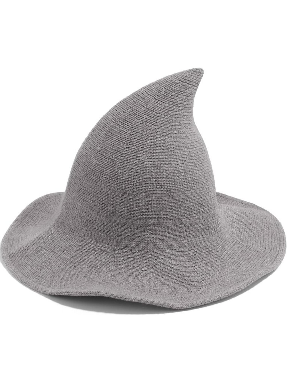 Women's Grey Halloween Witch Wide Brim Foldable Wool Knitteds Wizard Hats